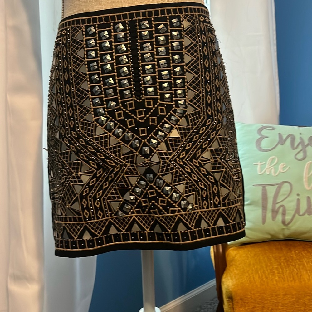 Chelsea & Violet Black and Silver Embellished Skirt